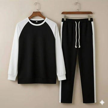Men’s 2-Piece Fleece Plain Sweatshirt & Track Pants Set