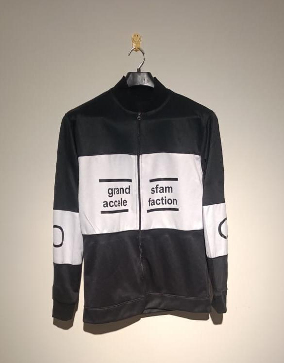 Men’s Printed Fleece Zipper Jacket – Black & White Winter Casual Outerwear