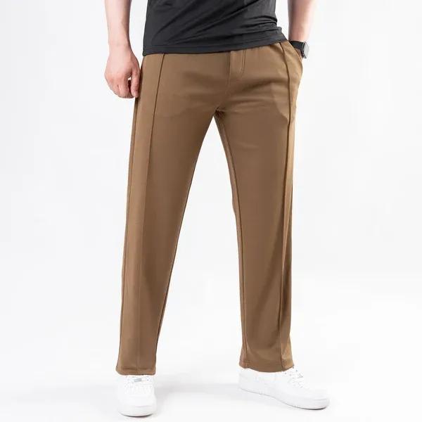Men's Plain Jersey Trousers – Versatile Brown Stretch Comfort