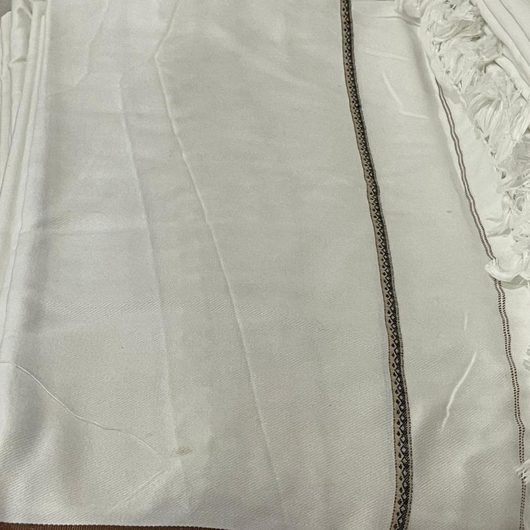 J. Luxury Wool Shawl - 1 Pc Plain White