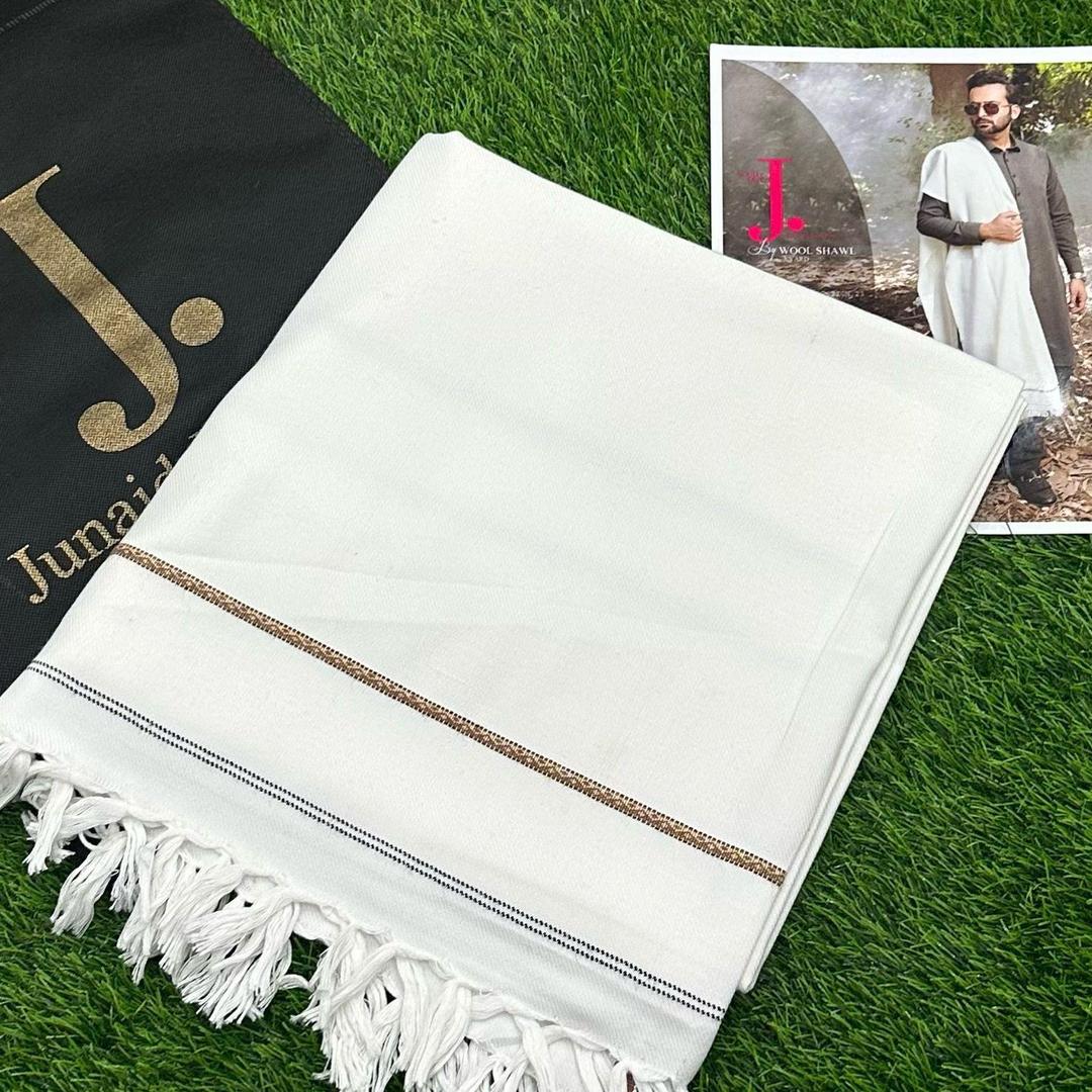 J. Luxurious 1 Pc Plain White Wool Shawl