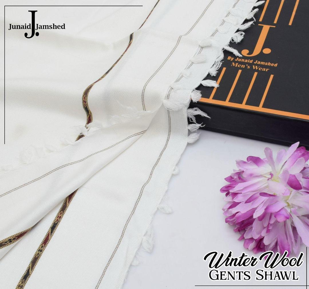 J. Luxurious 1 Pc Plain White Wool Shawl