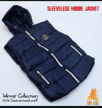 Men’s Parachute Sleeveless Jacket – Hooded Neck Casual Outerwear