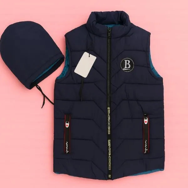 Men’s Black Parachute Printed Sleeveless Jacket – Lightweight & Stylish Vest