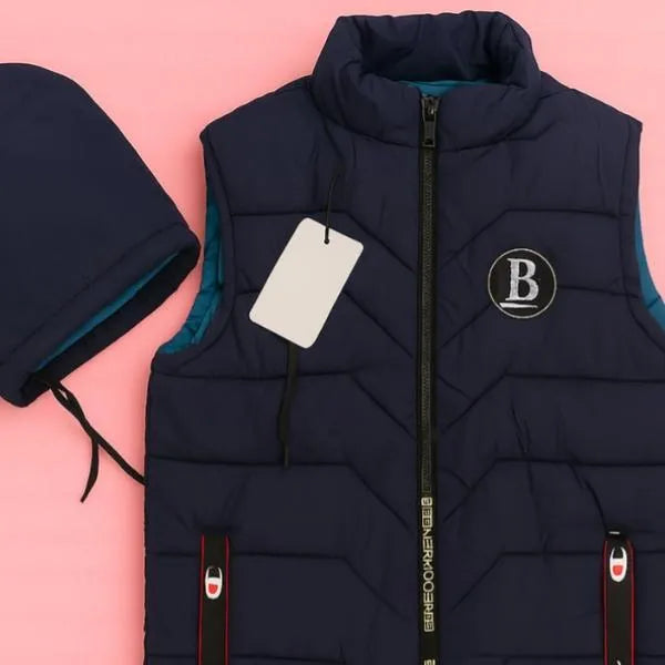 Men’s Black Parachute Printed Sleeveless Jacket – Lightweight & Stylish Vest