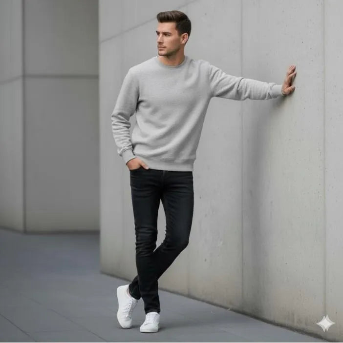Men’s Fleece Plain Sweatshirt – Warm & Comfortable Everyday Wear