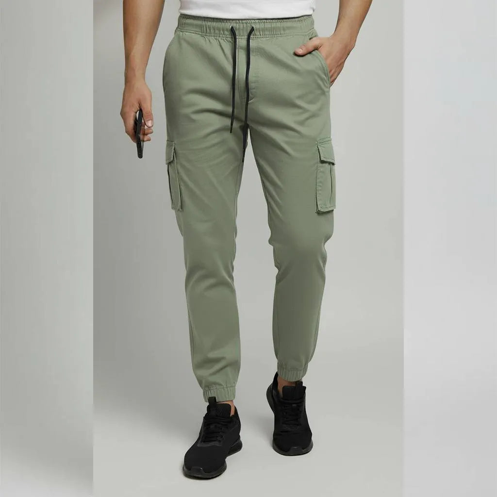 Men's Plain Cotton Trousers – Versatile Light Grey Comfort Fit