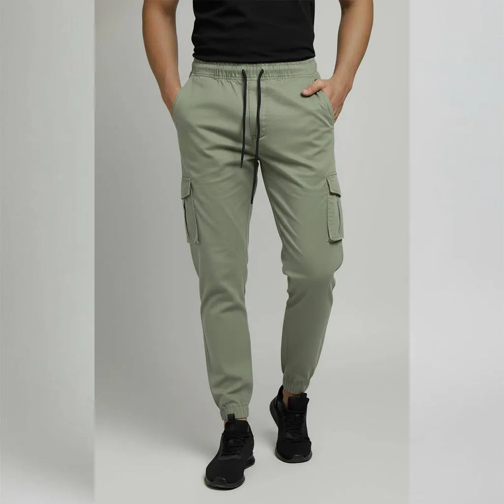 Men's Plain Cotton Trousers – Versatile Light Grey Comfort Fit