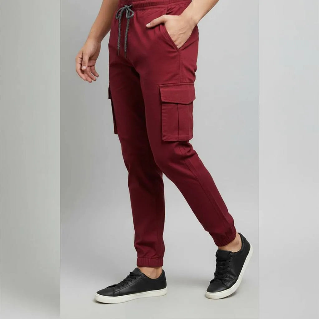 Men's Plain Cotton Trousers – Versatile Maroon Comfort Fit