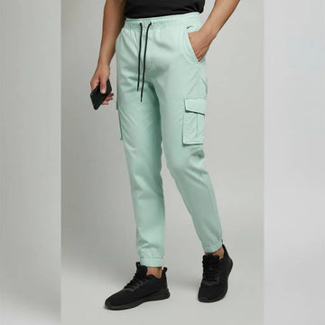 Men's Plain Cotton Trousers – Versatile Sea Green Comfort Fit