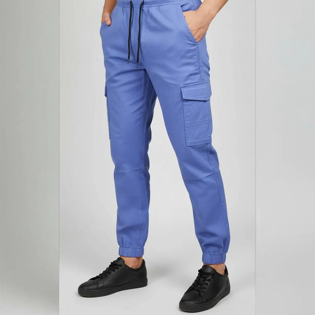 Men's Plain Cotton Trousers – Versatile Navy Blue Comfort Fit