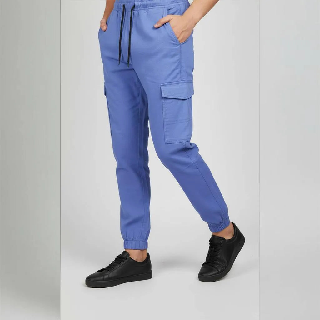 Men's Plain Cotton Trousers – Versatile Navy Blue Comfort Fit