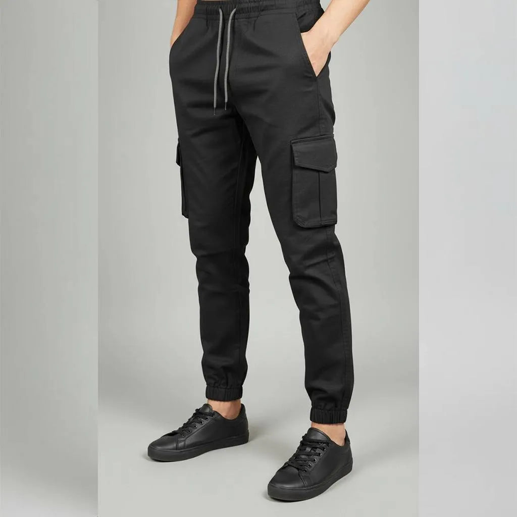 Men's Plain Cotton Trousers – Versatile Black Comfort Fit