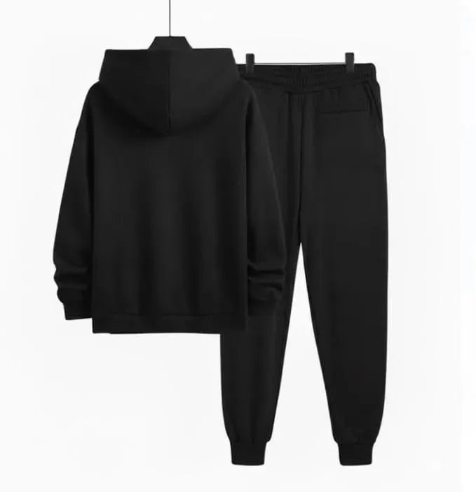 Men’s Printed Polyester Hoodie & Joggers Set – Casual Activewear