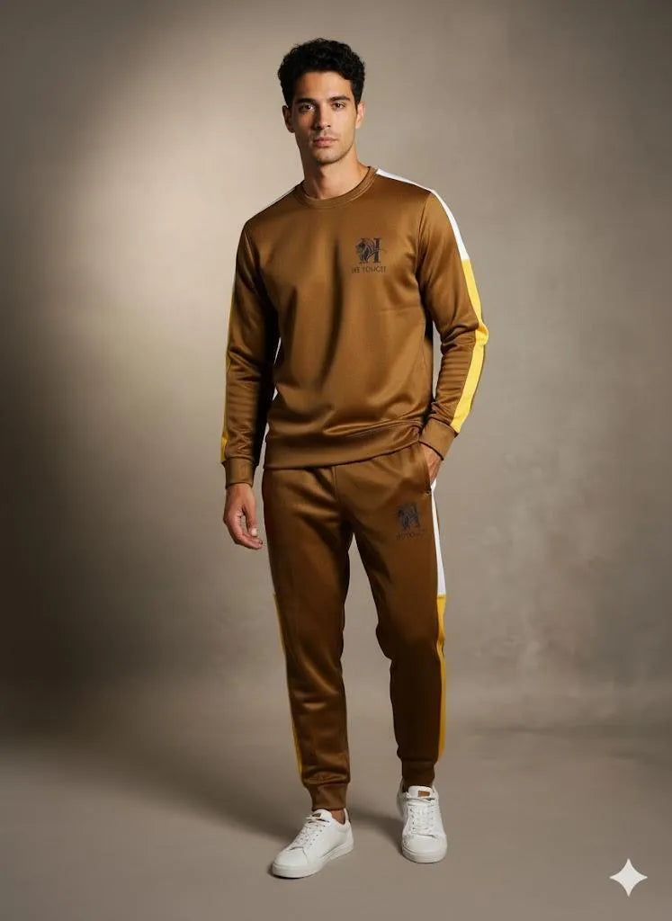 Men’s Fleece Printed Sweatshirt & Track Pants 2-Piece Suit