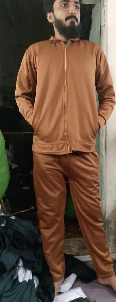 Muster Color Fleece Tracksuit for Men – Casual & Comfortable Zipper Set