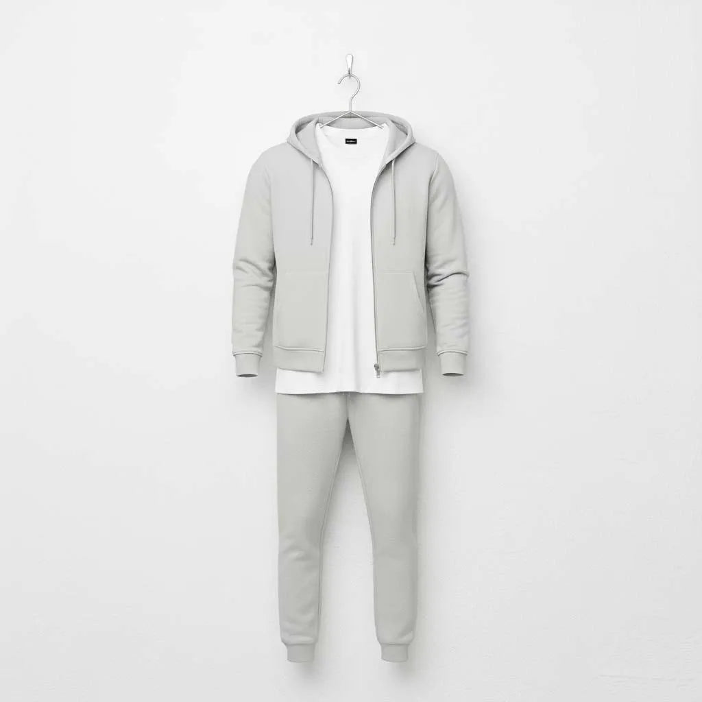 2 Pcs Men’s Polyester Fleece Plain Hoodie Track Suit – Casual & Comfortable