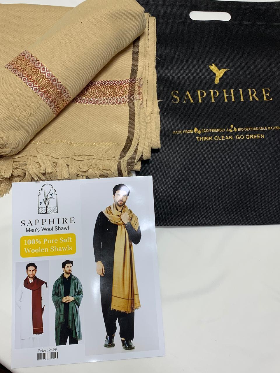 SAPPHIRE 1 Pc Men's Wool Plain Shawl