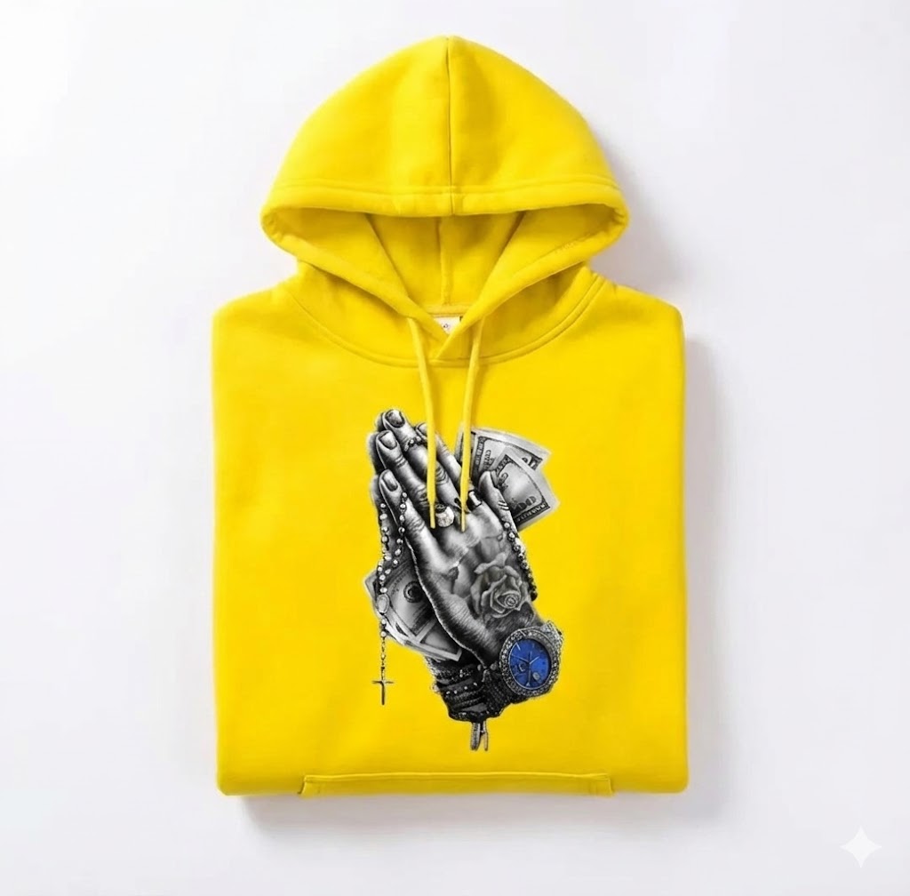 Hand Printed 1 Pc Fleece Hoodie