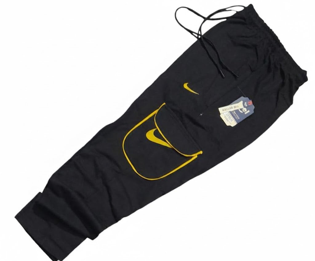 Men's Heavyweight Cotton Plain Cargo Pants – Durable Black (270 GSM)