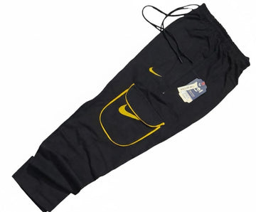 Men's Heavyweight Cotton Plain Cargo Pants – Durable Black (270 GSM)