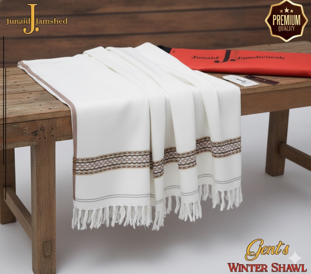 J. 1 Pc Men's Wool Plain Shawl