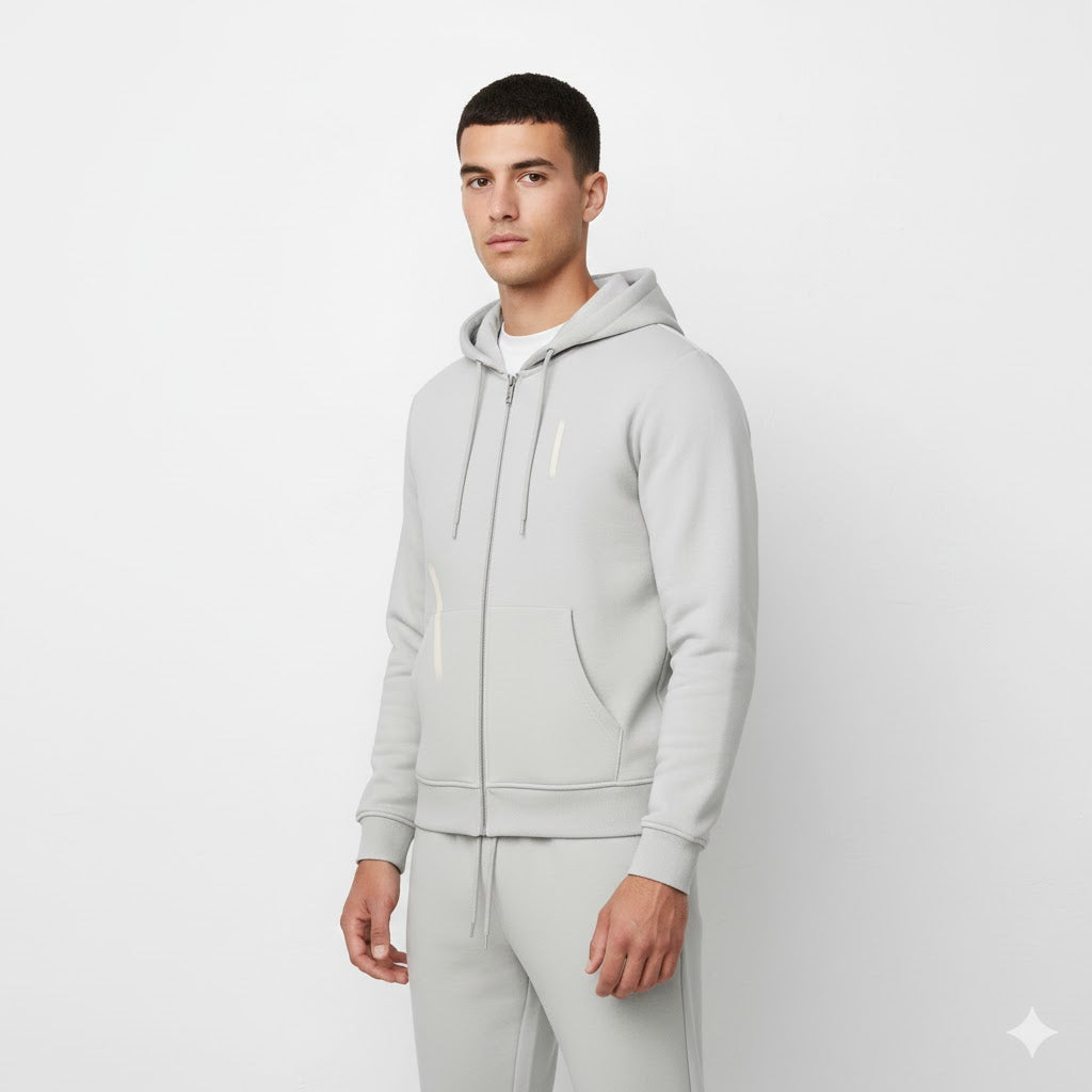 2 Pcs Men’s Polyester Fleece Plain Hoodie Track Suit – Casual & Comfortable