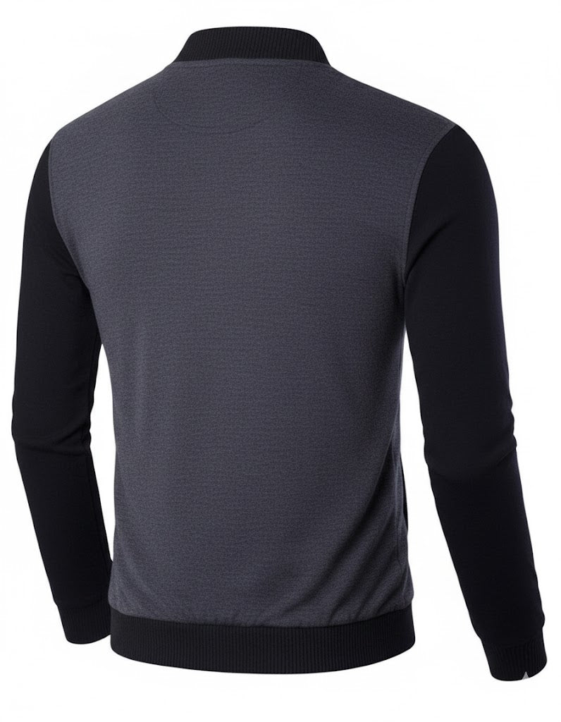 Men’s Grey Polyester Jacket – Plain Pattern Full Zip Casual Wear