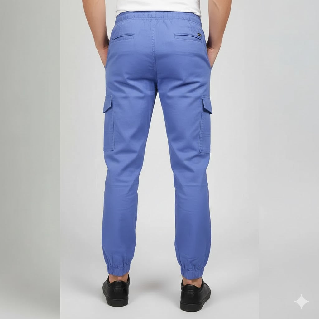 Men's Plain Cotton Trousers – Versatile Navy Blue Comfort Fit