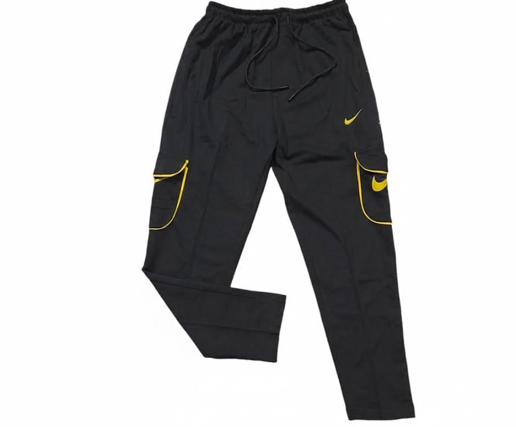Men's Heavyweight Cotton Plain Cargo Pants – Durable Black (270 GSM)