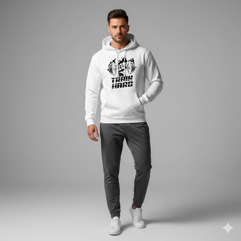 1 Pc Men's Fleece Printed Hoodie – Gym Printed Design.