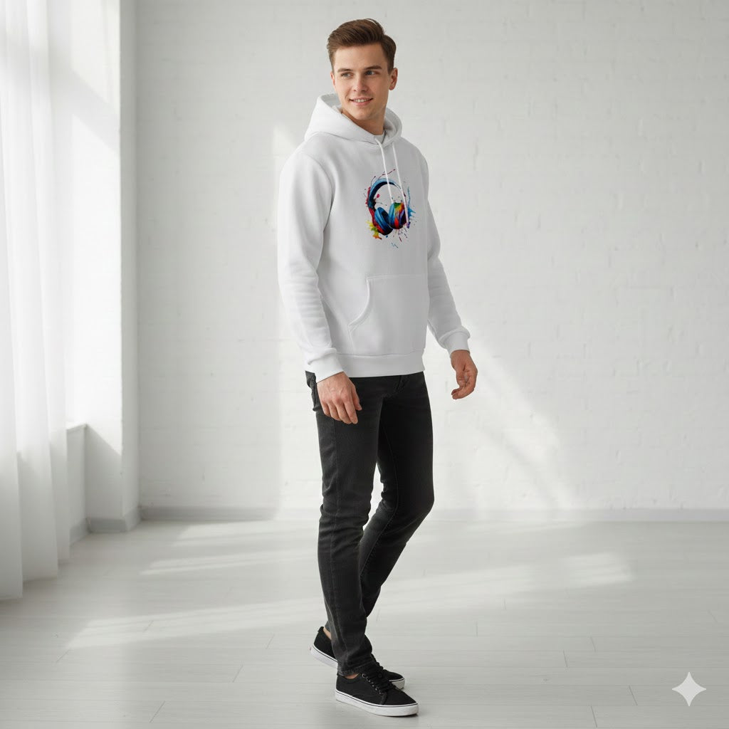 1 Pc Men's Fleece Printed Hoodie – Headphones Print