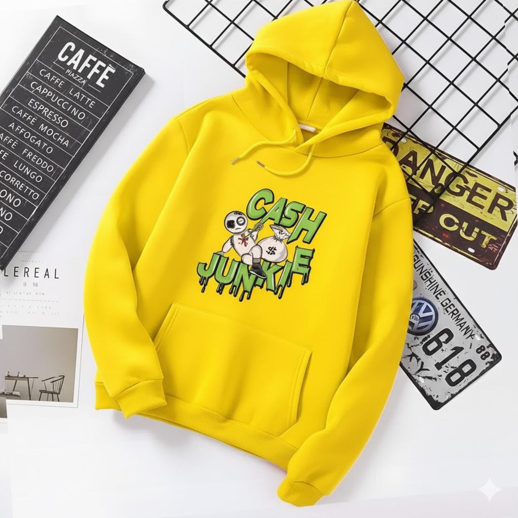 "Cash on Junk" Zombie Graphic Fleece Hoodie – Edgy Streetwear